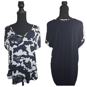 Ann Taylor Loft Blue and White Blouse